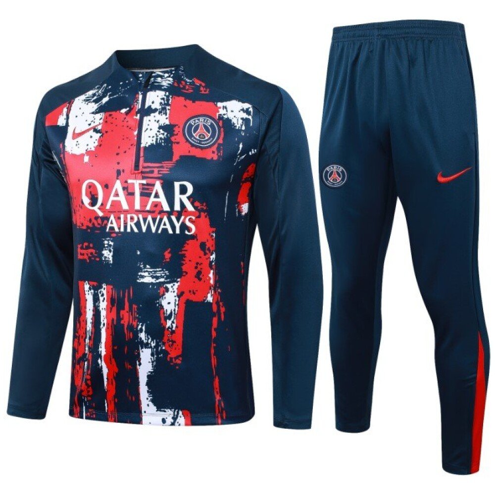 PSG 24 25 Half Zip Tracksuit Dark Blue JerseyMotion