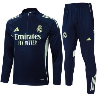 Real Madrid 24/25 Half-Zip Black Training Tracksuit (Kids Sizing