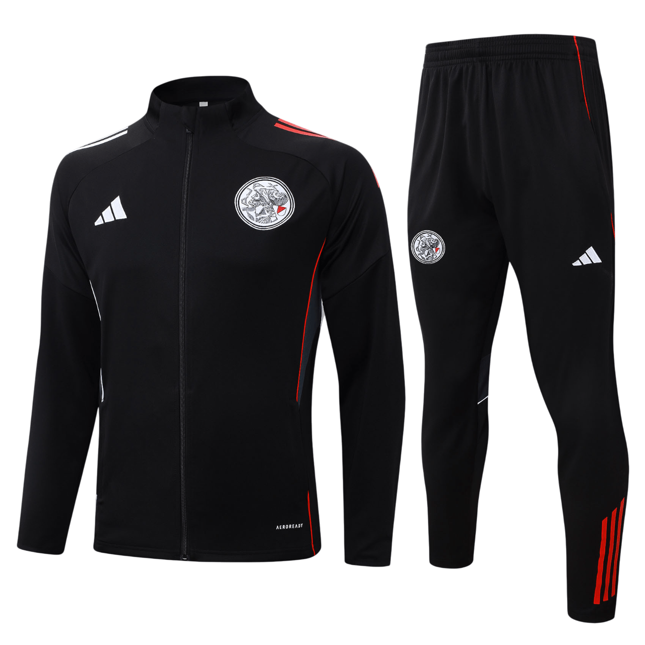 Ajax 25/26 Full-Zip Black Tracksuit (Kids Sizing) - JerseyMotion -