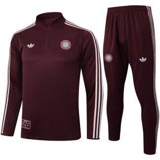 Bayern Munich 25/26 Half-Zip Maroon Tracksuit (Kids Sizing)